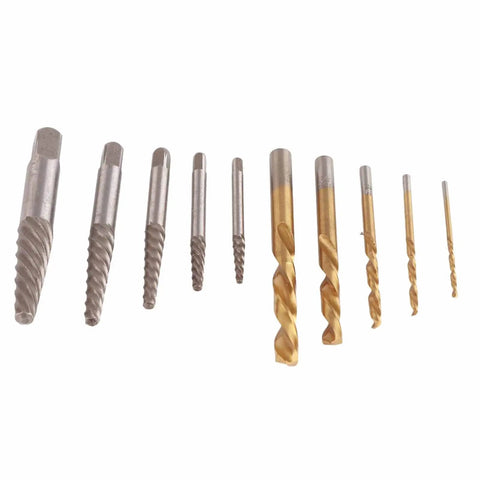 Grab This Awesome 10 Piece Screw Extractor Set With Drill Bits Left Hand Plated Alloy Steel Fastener Remover Kit For Damaged Screws Bolts Tough To Get Tools, 10 bits
