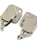Push To Open Cabinet Latch With Automatic Spring Action High Cycle ABS Door Catch shown in silver metal design
