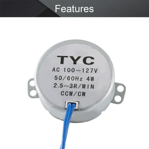 AC 110V Synchronous Turntable Motor Dope Build Friendly 2.5 To 3 RPM 4W CW CCW Direction with blue lead wire