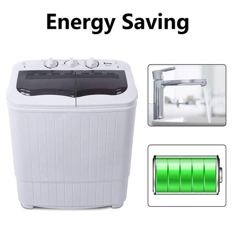 Zero Drama Portable Twin Tub Mini Washing Machine compact design with dual drum and energy-saving features for dorms and RVs.
