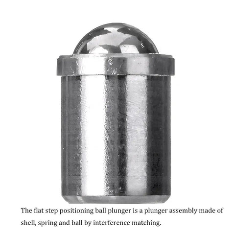 Top Tier 6 By 7 Mm Ball Plunger Spring Latch Pin For Garage And Cabinet Builds 15 N Force Badass Stainless Steel close-up view.
