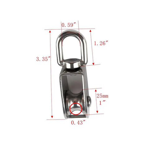 4 Pack M25 Stainless Steel Single Pulley Blocks For Lifting And Towing, 330 Lb Working Load Limit Snatch Blocks, Dual Line Setup, Ideal For Home DIY, Camping, And Hobby Hoisting, 1-inch sheave dimensions