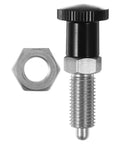 M10 Stainless Steel Reset Indexing Plunger Rock Solid Spring Locking Pin with attached nut for heavy duty assembly tasks.