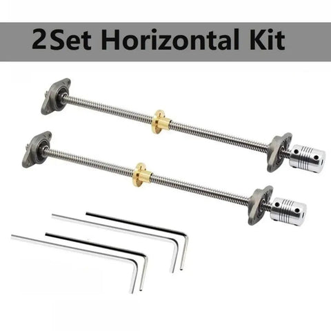 T8 Lead Screw Heavy Duty Kit 8mm Diameter For 3D Printers Stainless Steel With Nut Bearing Vertical And Horizontal Mount 2 Set Horizontal Kit