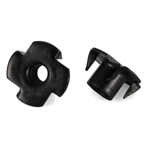 Heavy Duty 1/4-20 Black T Nuts With Four Prongs Zinc Plated Carbon Steel Tee Nuts For Woodworking And Furniture Assembly Top Quality Diy Fasteners No Sweat Setup Solid Hardware Pack Of One Hundred Pieces