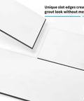 White Peel And Stick Backsplash Panels For Kitchen And Bathroom Waterproof Self Adhesive Subway Tiles DIY Friendly Large 5.9 X 11.8 Inch Easy Install 22 Piece Set Covers 10.63 Sq Ft showing unique slot edges for grout look