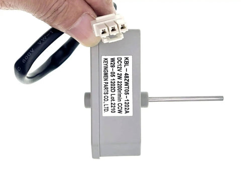 Side view of Refrigerator Evaporator Fan Motor Replacement for Omar and Magic Chef and Frigidaire FFET Series Models DC 12V 2W 2200 Rpm
