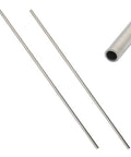 Two 304 stainless steel capillary tubes, 4×3 mm OD/ID, 250 mm long; close-up cross-section of tube end.