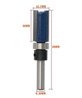 Premium One Piece Flush Trim Router Bit With 1/4 Inch Shank Bearing, 12.7mm cutter size for woodworking and template trimming.