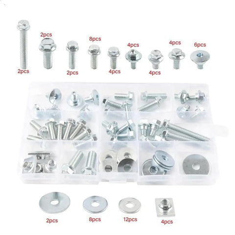 62 Pcs Carbon Steel Fasteners Bolts Washers And Nuts Kit For CR250R 1988 1996 Dirt Bike Replacement Hardware BK5075 Zinc Plated For Durability Wear Resistance And Easy Install, assorted bolts and washers