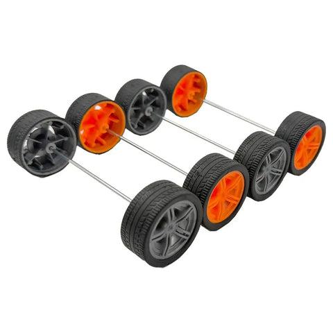 Dope 10 Pack Toy Car Wheels With 5 Round Shaft Axles For RC Cars And Robots DIY Model Building Parts Rubber Tires 2mm Shafts 40mm Diameter