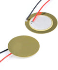 15 Pack Piezo Pickup Discs 27mm Thin 0.4mm With 13 Inch Leads For Acoustic Guitar And Drums, brass and ceramic detail view