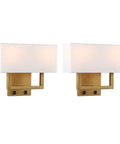 Antique Finish Wall Sconce Lights Set Of Two With White Textile Shades And On Off Switch Dope Home Vibe For Living Room Or Nightstand