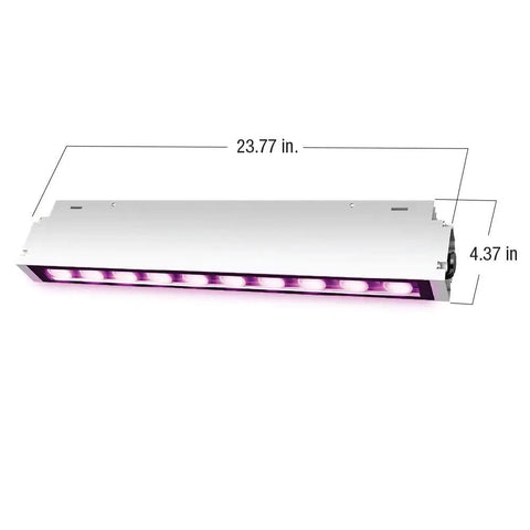 24 Inch Full Spectrum LED Plant Grow Light With Red Spectrum Boost For Budding And Flowering, 60 Watt Equivalent, Two Foot Long Indoor Grow Lamp, Low Heat And Energy Efficient, side view showing dimensions, 2 feet long