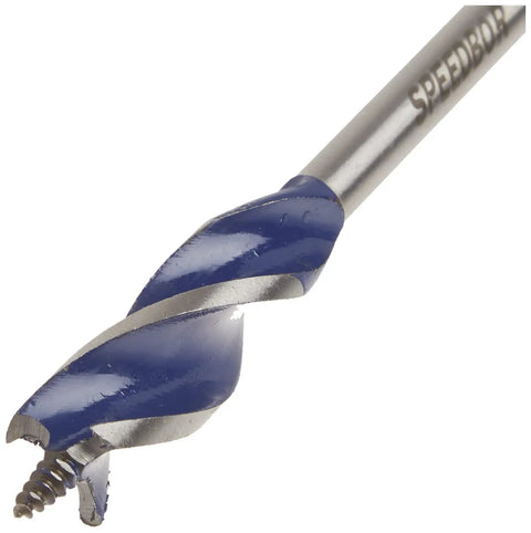 Tri Flute Five Eighths Inch By 6 Inch Wood Drill Bit Self Feeding Spade Bit for Fast Holes in Hardwood and Softwood, close-up view