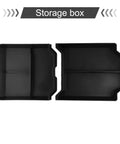 Straight Up Rugged Black Abs Center Console Storage Tray For Tesla Cybertruck 2024 with dividers for organization.