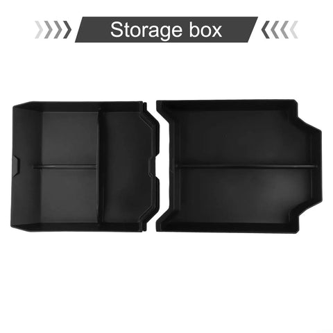 Straight Up Rugged Black Abs Center Console Storage Tray For Tesla Cybertruck 2024 with dividers for organization.