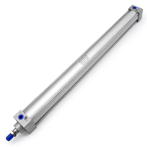 Go-To Workhorse Pneumatic Air Cylinder With 1.96 Inch Bore And 19.68 Inch Stroke Double Acting With Single Rod 1/4 Port M16x1.5 Threaded Rod Includes 2 Push In Fittings For Industrial Automation.
