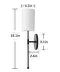 Modern Wall Sconce Lights 2 Pack Soft Black Vanity Fixtures With Fabric Shade Metal Wall Lighting For Bathroom Bedroom Living Room Hallways Galleries And More, 19.1 inches tall