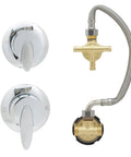 3/4/5 Way Brass Shower Panel Mixer Faucet Hot & Cold Water Control Valve with chrome knobs and brass pressure regulator.