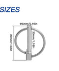 4 Pack Stainless Steel Linch Pins With Ring No Wobble Quick Release Round Cotter Pins 3/16 By 1-3/8 Inch dimensions diagram