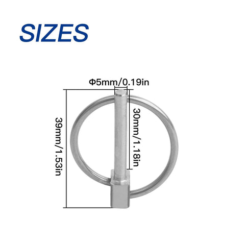 4 Pack Stainless Steel Linch Pins With Ring No Wobble Quick Release Round Cotter Pins 3/16 By 1-3/8 Inch dimensions diagram
