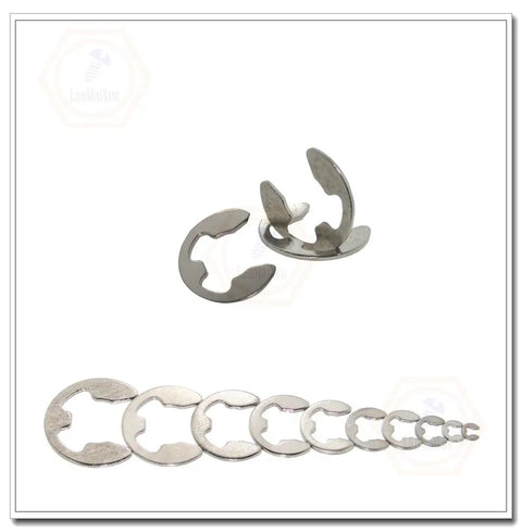 Heavy Duty Stainless Steel Snap Rings E Clip Circlips 304 GB896-304, 9mm Outer Diameter, 4mm Inner Diameter, 0.8mm Thick, Silver Finish, Pack Of 200, Must-Have Gear For Machinery, Automotive, And DIY Projects. Stainless steel E clips in assorted sizes