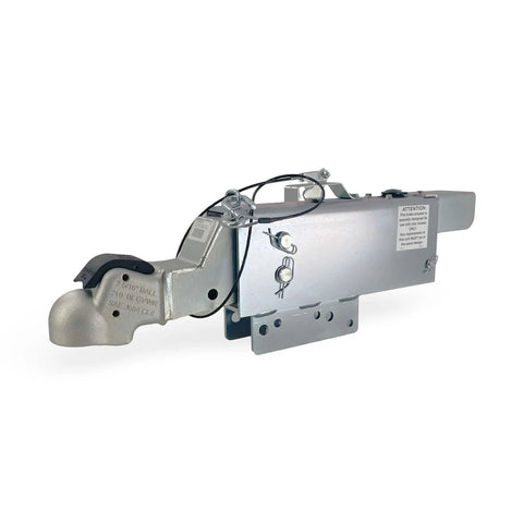Demco hydraulic surge trailer brake actuator, side view, 12,500 lb capacity, 2 5/16 in ball, electric lockout solenoid