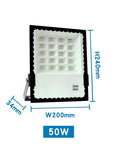 JUDYSSY 200W Led Floodlight Waterproof Ip67 Outdoor Security Light,6500K Daylight White,50W size dimensions with LED light chips.