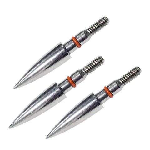 Close-up of 125 Grain Five Sixteenth Inch Stainless Steel Screw In Archery Field Points Pack Of Twelve For Target Practice