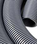 Close-up of 50 Ft 2 Inch Diameter Heavy Duty Pro Grade Vacuum Hose With Flexible Cut To Length Design, Smooth Interior, And Threaded Cuffs