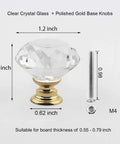 8 Pack Crystal Glass Cabinet Knobs With Gold Base Diamond Style Drawer Pulls For Kitchen Cabinets Dressers Wardrobes