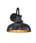 Gooseneck Barn Light Outdoor Wall Sconce Rustic Industrial Exterior Lighting Black Lantern With Gold Interior For Porch Garage