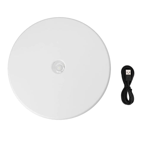 Stunning 25 Cm Electric Rotating Display Stand With Led Light, heavy duty acrylic turntable, includes USB power cord.