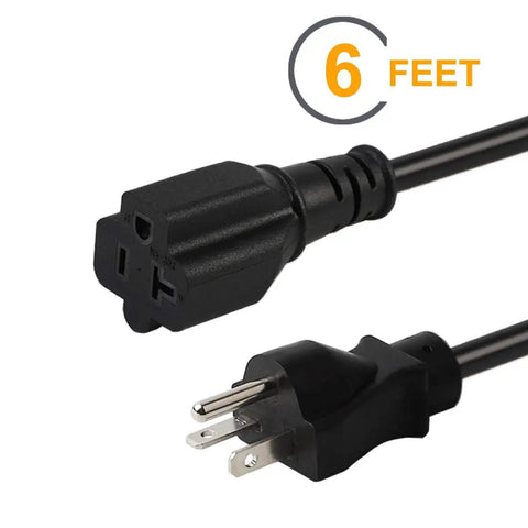 Six Foot 12 AWG 5-20P To 5-20R Heavy Duty Durable Extension Cord UL Listed 20A 125V T Blade Cable For USA Canada