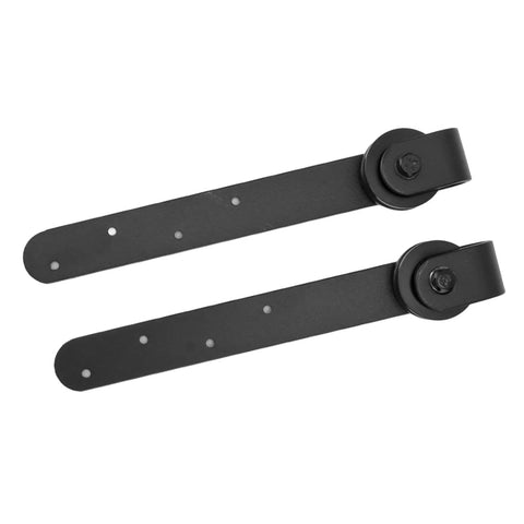 Rustic Sliding Barn Door Hardware Kit With Carbon Steel Track Rail for Single or Double Bypass Doors, two black metal straps