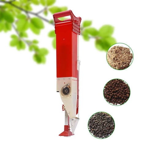 Hand Held Fertilizer Applicator And Seed Planter For Corn Peanuts And Beans Adjustable Manual Garden Tool with red seeder and seeds