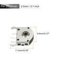Side view of 4.5mm Mouse Wheel Encoder Kit For DIY Gaming Mice, silver ABS and metal, 11.4x9.6mm, pin distance 2.5mm.
