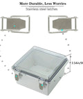 Outdoor IP67 Electrical Junction Box Weatherproof ABS Plastic Enclosure With Hinged Clear Cover and stainless steel buckles