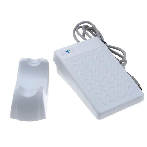 Foot pedal attachment for Compact Grinder 50W At 50000RPM Power, 2.35mm Chuck, Low Noise Handheld Tool, shown with cord and grip surface.