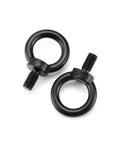 Durable 304 Stainless Steel Black Lifting Eyebolts Set With M3 To M24 Lifting Ring Screws And Pro Grade Heavy Duty Nuts Kit For Safe Load Handling In Industrial Applications, showing two black eyebolts with threaded stems.