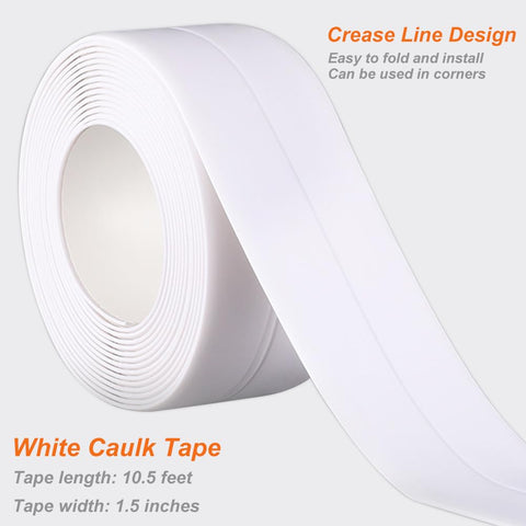 Waterproof Self Adhesive Caulking Tape For Bathrooms And Kitchens Peel And Stick Sealant Strip roll showing crease line design