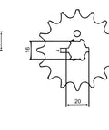 Diagram of sprocket for Complete 420 Chain And Sprocket Kit For Yamaha PW80 Zinger 1991 To 2011 With Gear Ratio 15 To 32