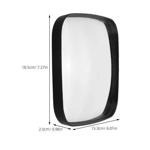 Wide Angle Convex Safety Mirror For Warehouse Parking Garage Driveway Blind Spot Coverage Beat Up Resistant Shell dimensions 18.5cm x 15.3cm.