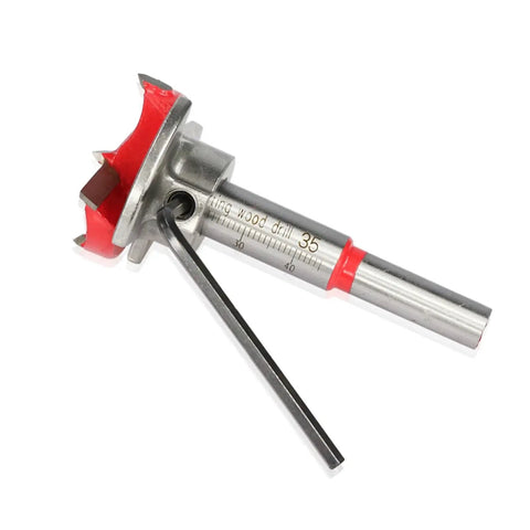 No Sweat Adjustable Wood Hole Cutter Forstner Drill Bit Set With Carbide Tipped Boring Tool 15 To 35 Millimeter Range close-up