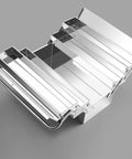 Built Like A Tank Knock Around Durable Foldable Stainless Steel Toolbox Set With Three Layer Compartments on gray background.