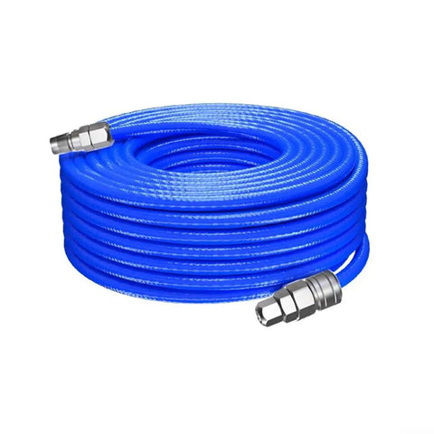 Shop Grade Heavy Duty Air Compressor Hose With C Type Quick Connect Fittings 5X8MM Rugged Polyurethane Pneumatic Tubing Non Kinking, blue coiled air hose