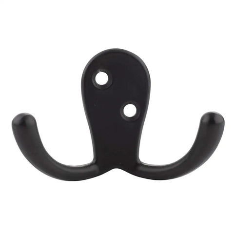 Curved Zinc Robe Hook Set Flat Black 5 Pack Beefy Heavy Duty Wall Mount Hangers with Durable Zinc Alloy Construction shown front view