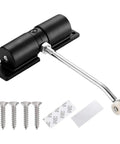 Product image of Built Tough Adjustable Zinc Alloy Door Closer, 30 Kg Capacity, Automatic Spring Closure, Black Hinge Mechanism with screws