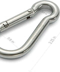 Stainless Steel Spring Snap Hook Carabiner Clips Set Of 6 For Camping Hiking Ropes Keys And Gear With 286 Pound Load Capacity 304 Stainless Steel Durable Quick Connect.